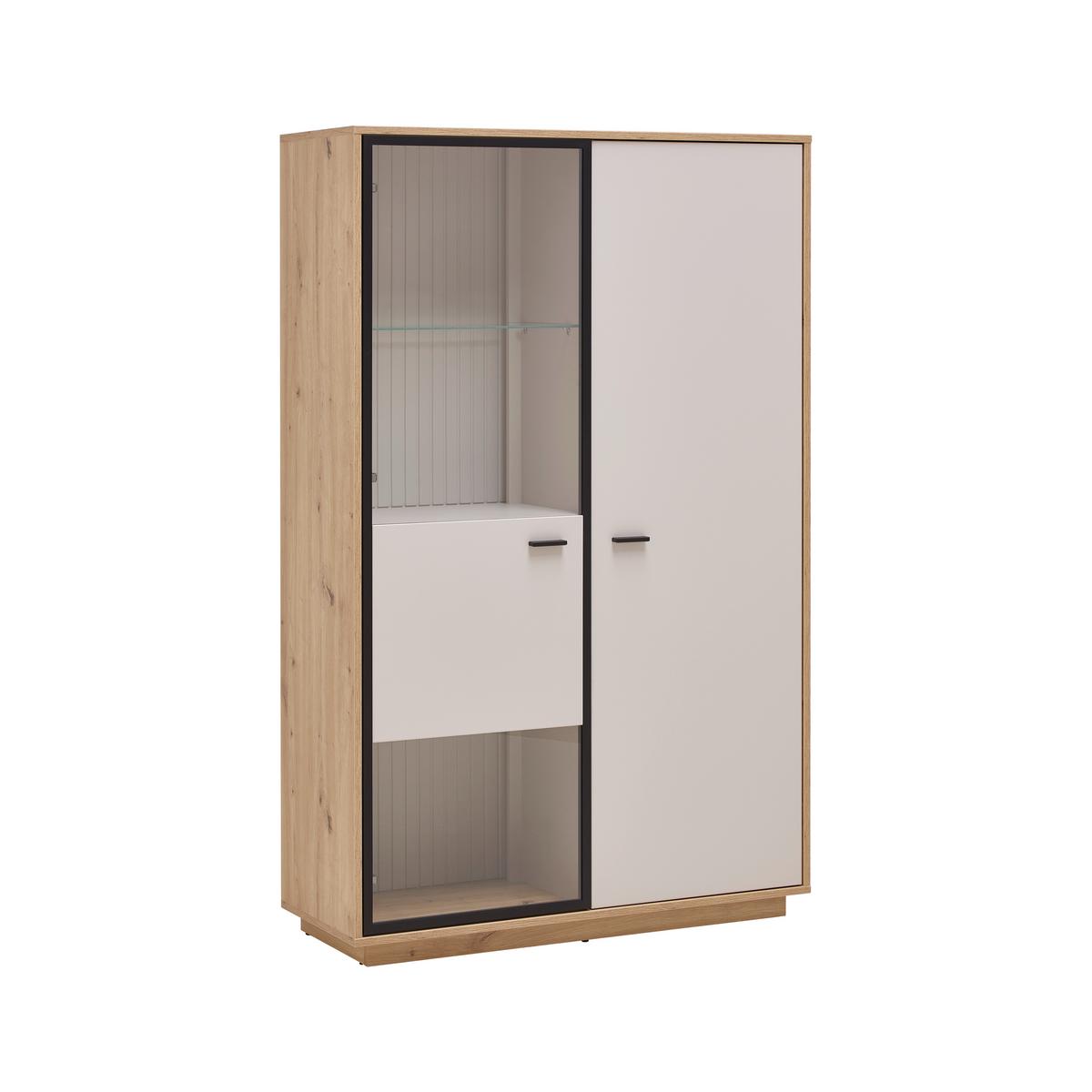 Highboard Cremona Kaschmir/Eiche Artisan - Kaschmir/Schwarz, MODERN, Glas/Holzwerkstoff (100,3/161,7/38cm) - Premium Living