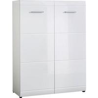 SZAFKA NA BUTY ADANA - kolor srebrny/biały, Design, materiał drewnopochodny/tworzywo sztuczne (89,1/119,4/35,7cm) - Carryhome