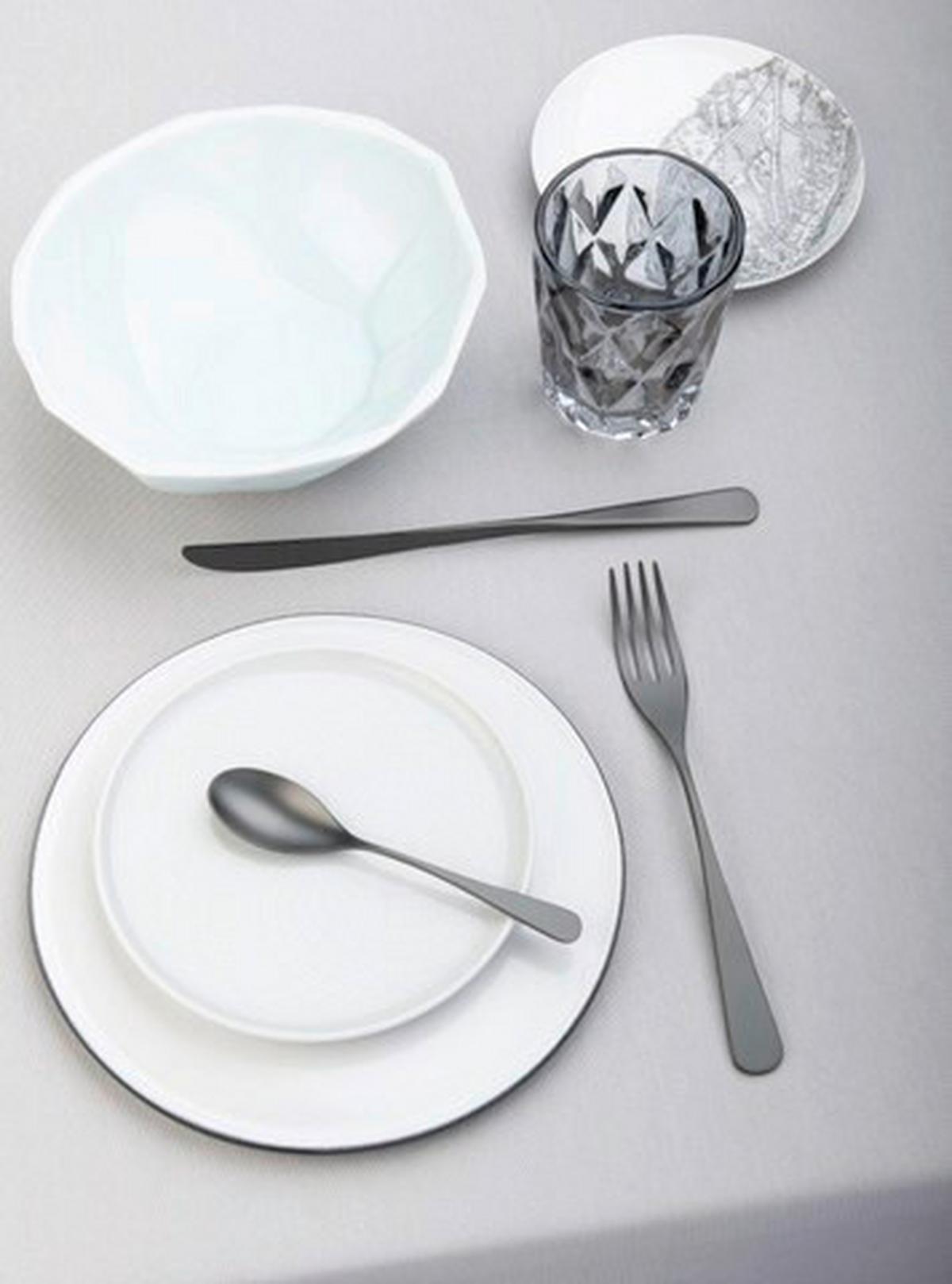 Jedilni Pribor Audrey, 16-Delni - črna, Basics, kovina (25,5/7/5,3cm) - Pintinox