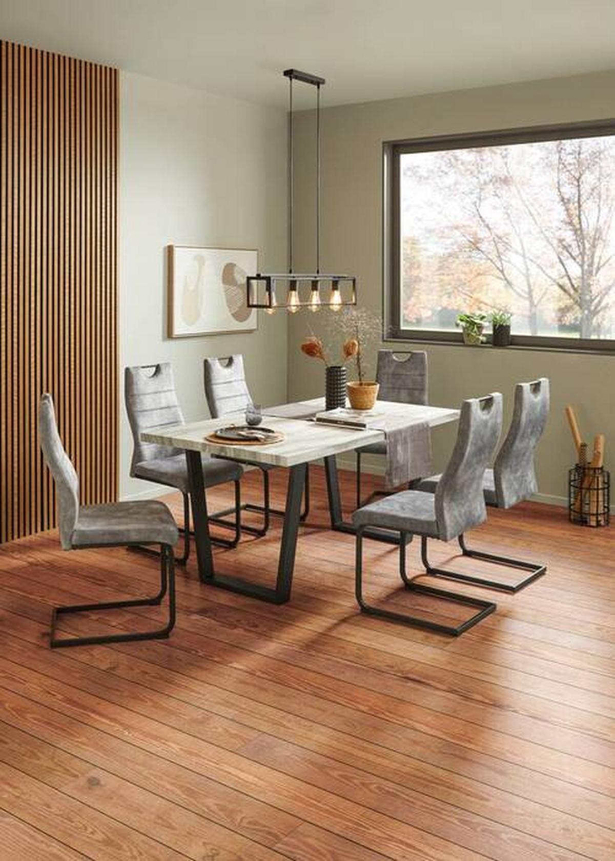 Jedilna Garnitura Melbourne - siva/črna, Moderno, kovina/tekstil (160/75/90cm) - Mömax