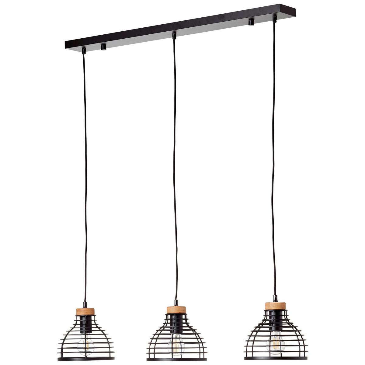 Pendelleuchte Avia Schwarz max. 52 Watt - Schwarz, Natur, Holz/Metall (100/25/120cm) - Brilliant
