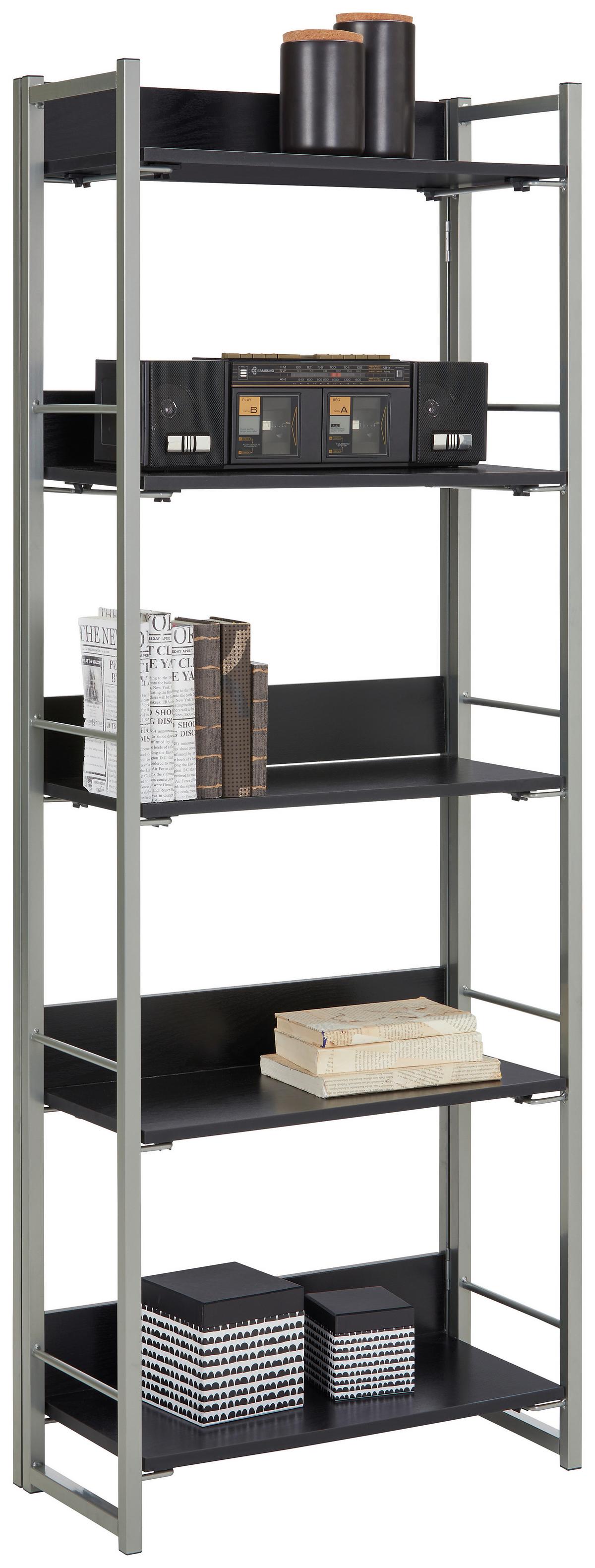 Regal in Grau/Schwarz - Schwarz/Grau, Modern, Holzwerkstoff/Metall (61mm) - Mömax