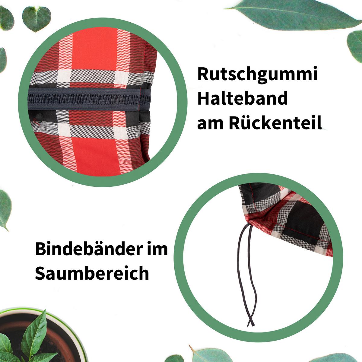 Hochlehner Auflagen 4er-Set ca. 118x50 cm Grau m. Blümchen - Rosa/Grau, Basics, Textil (118/50/6cm) - Gardenson