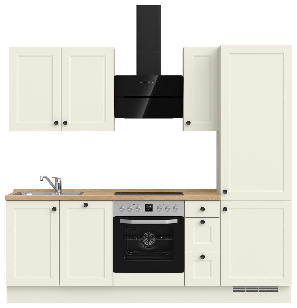 Küchenblock Cascada High m. Geräten Weiß - Eichefarben/Schwarz, MODERN, Holzwerkstoff/Metall (240cm) - Nobilia