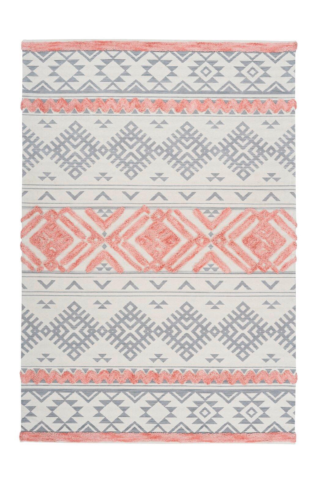 Flachwebeteppich Ethnie 200 Grau/aprico 200x290 - Koralle/Grau, Design, Textil (200/290cm) - Kayoom