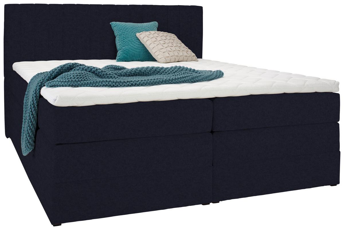 Postelja Boxspring Simon, Črna, 160x200 - črna, Konvencionalno, umetna masa/tekstil (160/200cm) - Premium Living