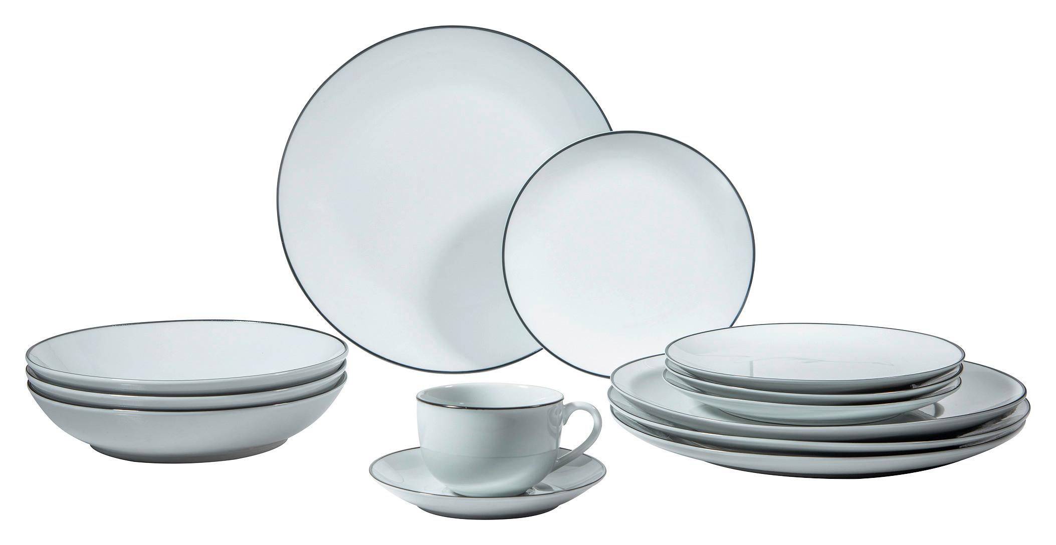 SERWIS OBIADOWO-ŚNIADANIOWY EDGE - biały, Lifestyle, ceramika (62/36/26cm)