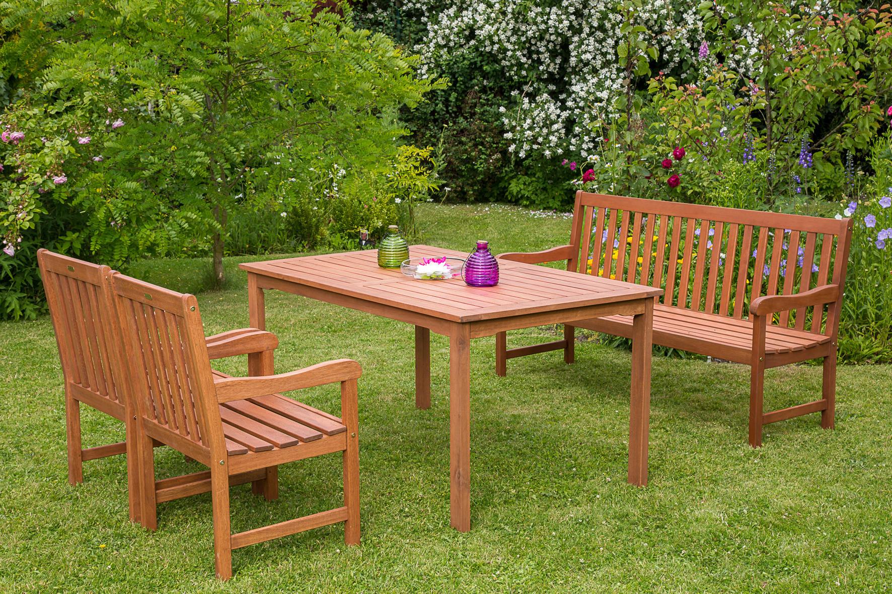 Gartenbank Santos aus Eukalyptus Natur - Naturfarben, Basics, Holz (157/89/58cm) - Gardenson