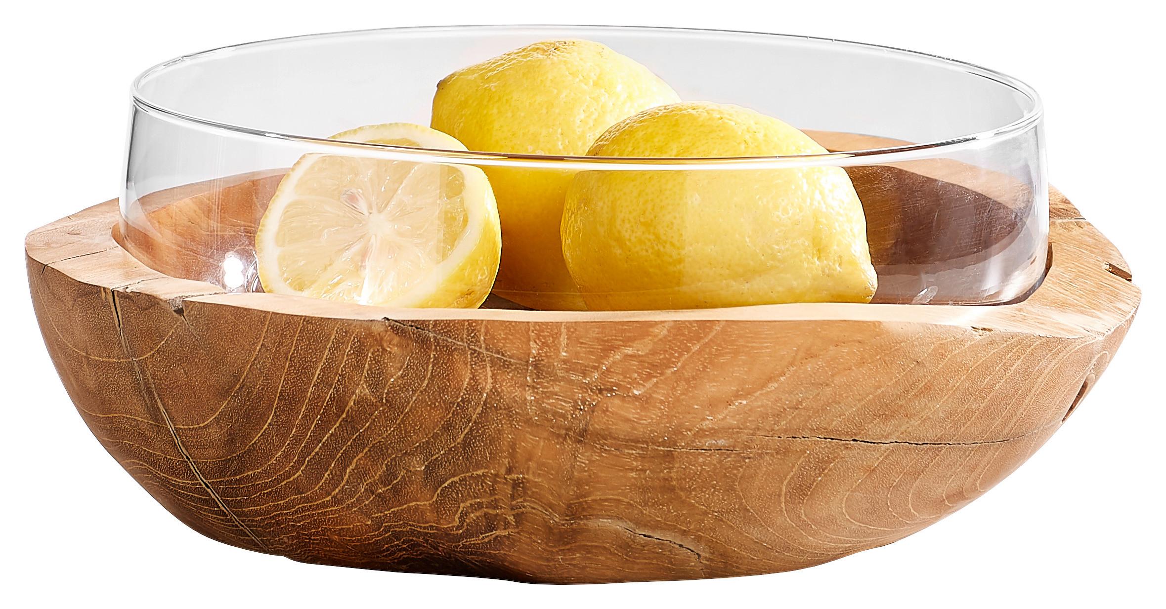 PATERA DEKORACYJNA 084424 - przejrzysty/brązowy, Basics, drewno/szkło (28/11cm) - Leonardo