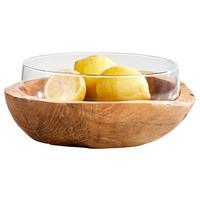 PATERA DEKORACYJNA 084424 - przejrzysty/brązowy, Basics, drewno/szkło (28/11cm) - Leonardo