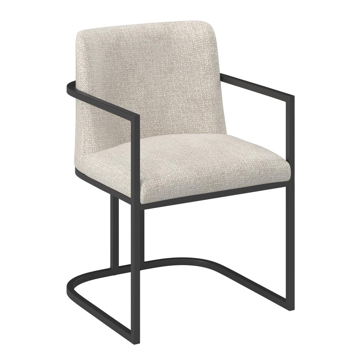 Armlehnstuhl Amara Hellgrau Webstoff Gepolstert - Hellgrau/Schwarz, MODERN, Holz/Textil (55/81,5/60cm) - Bessagi Home