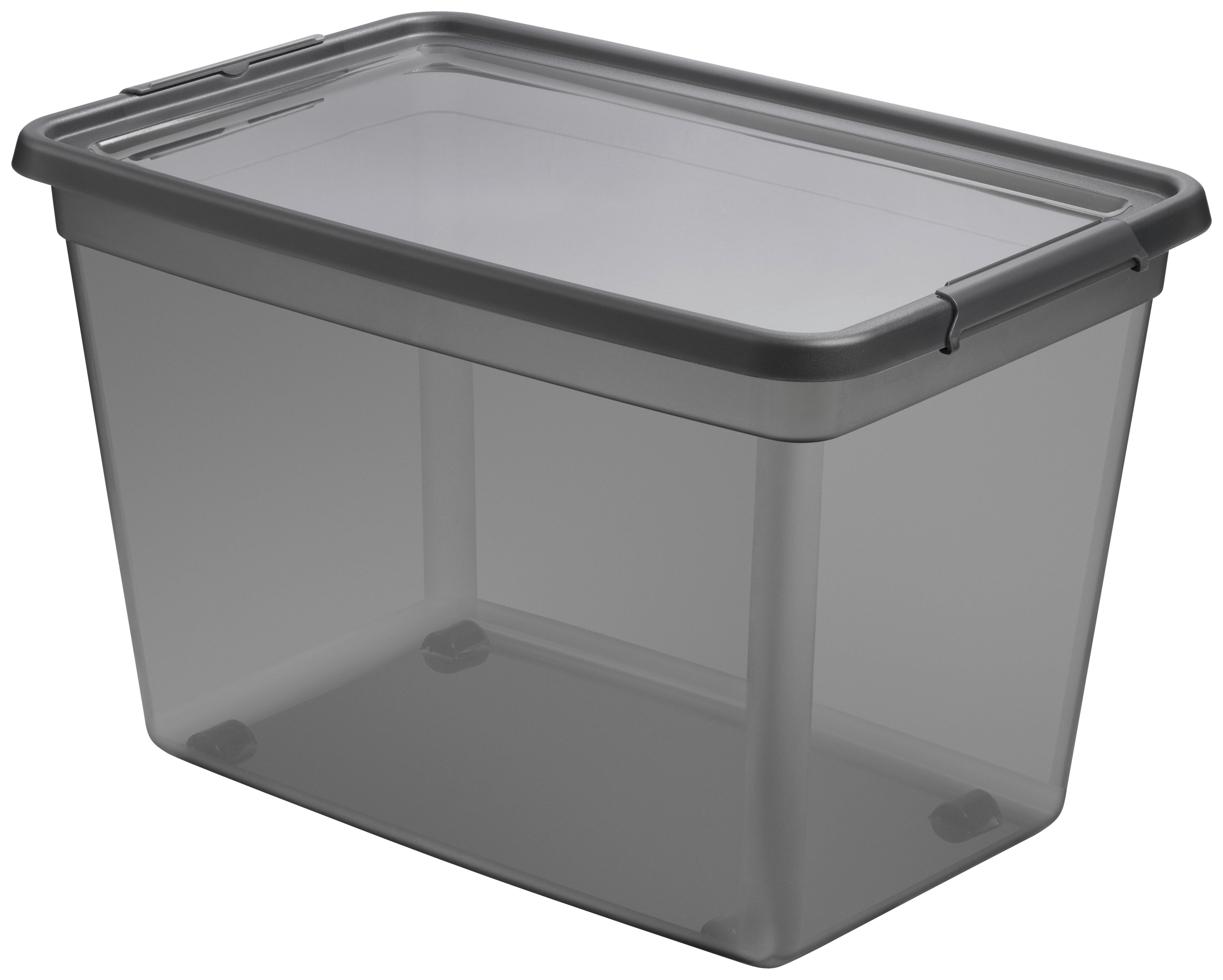 Aufbewahrungsbox Blacky in Schwarz ca. 80l - Transparent/Schwarz, Modern, Kunststoff (58/39/48cm) - Premium Living