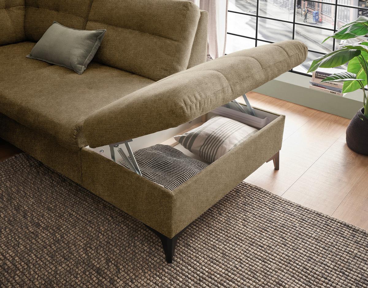 Wohnlandschaft Durban U ca. 170x324x218 cm Terracotta - Sandfarben/Schwarz, KONVENTIONELL, Kunststoff/Textil (170/324/218cm) - MID.YOU