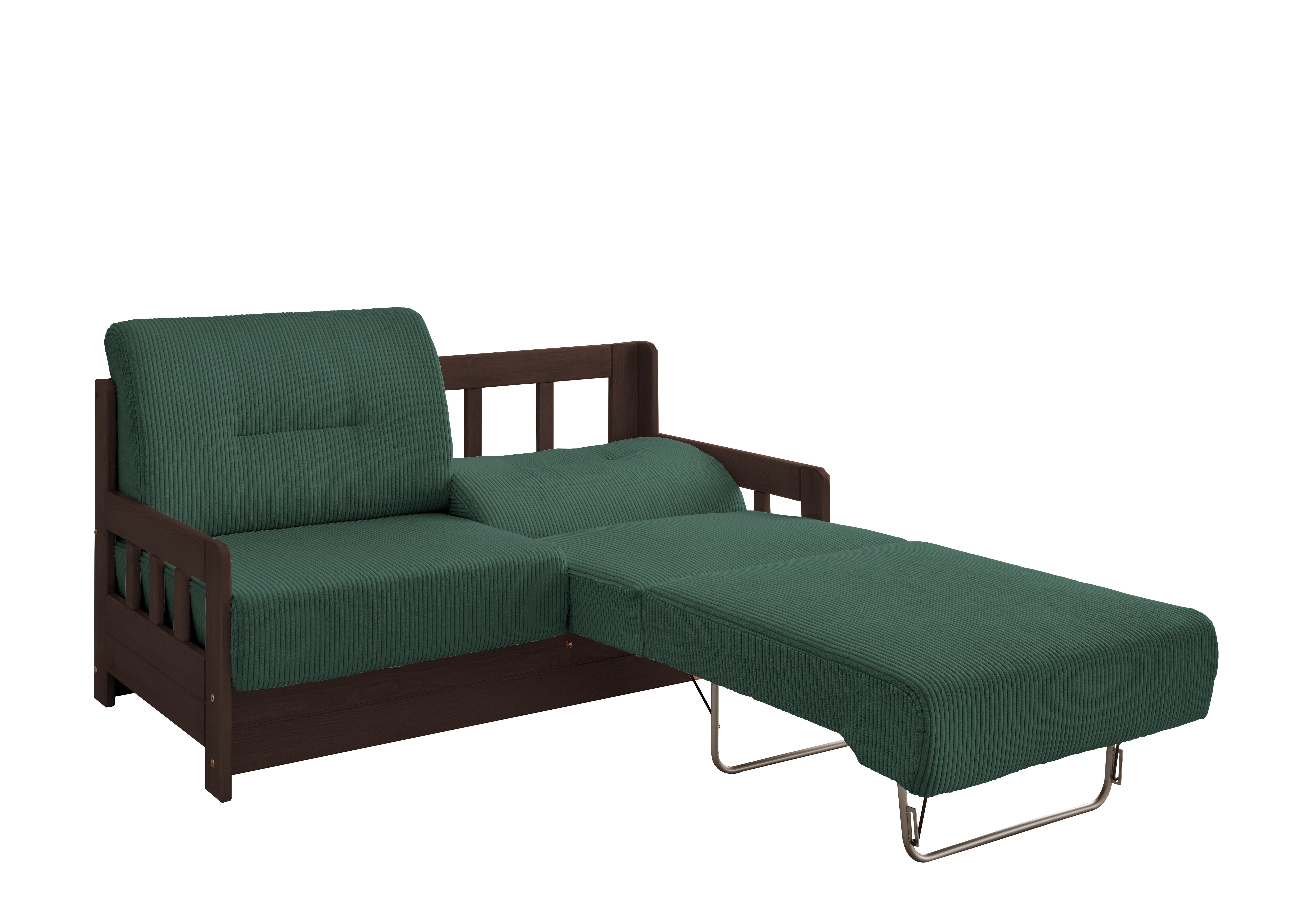 Schlafsofa Camino Holzkorpus Nussbaum/Dunkelgrün - Dunkelgrün/Nussbaumfarben, MODERN, Holz/Textil (154/88/90cm) - Livetastic