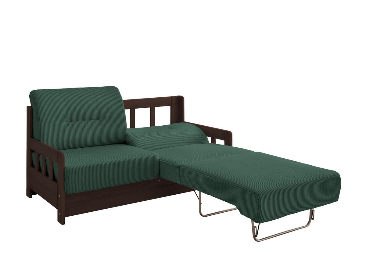 Schlafsofa Camino Holzkorpus Nussbaum/Dunkelgrün - Dunkelgrün/Nussbaumfarben, MODERN, Holz/Textil (154/88/90cm) - Livetastic