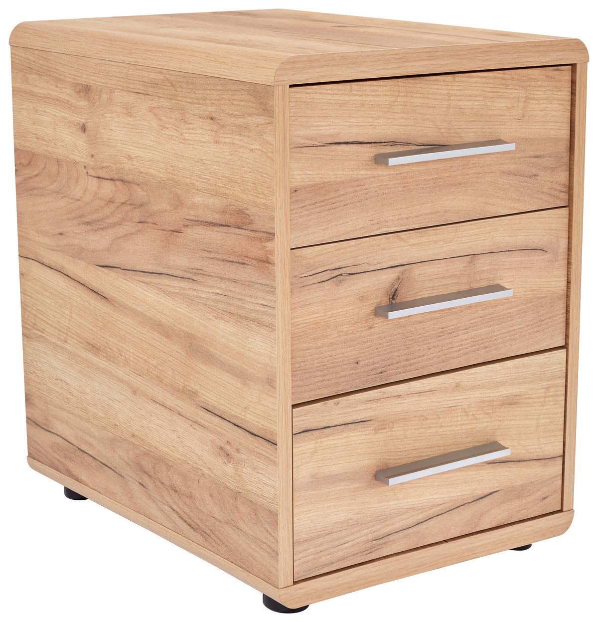 Ladičar Fontana - boje hrasta/boje kroma, Moderno, drvni materijal/plastika (44,3/59,6/50cm) - Modern Living