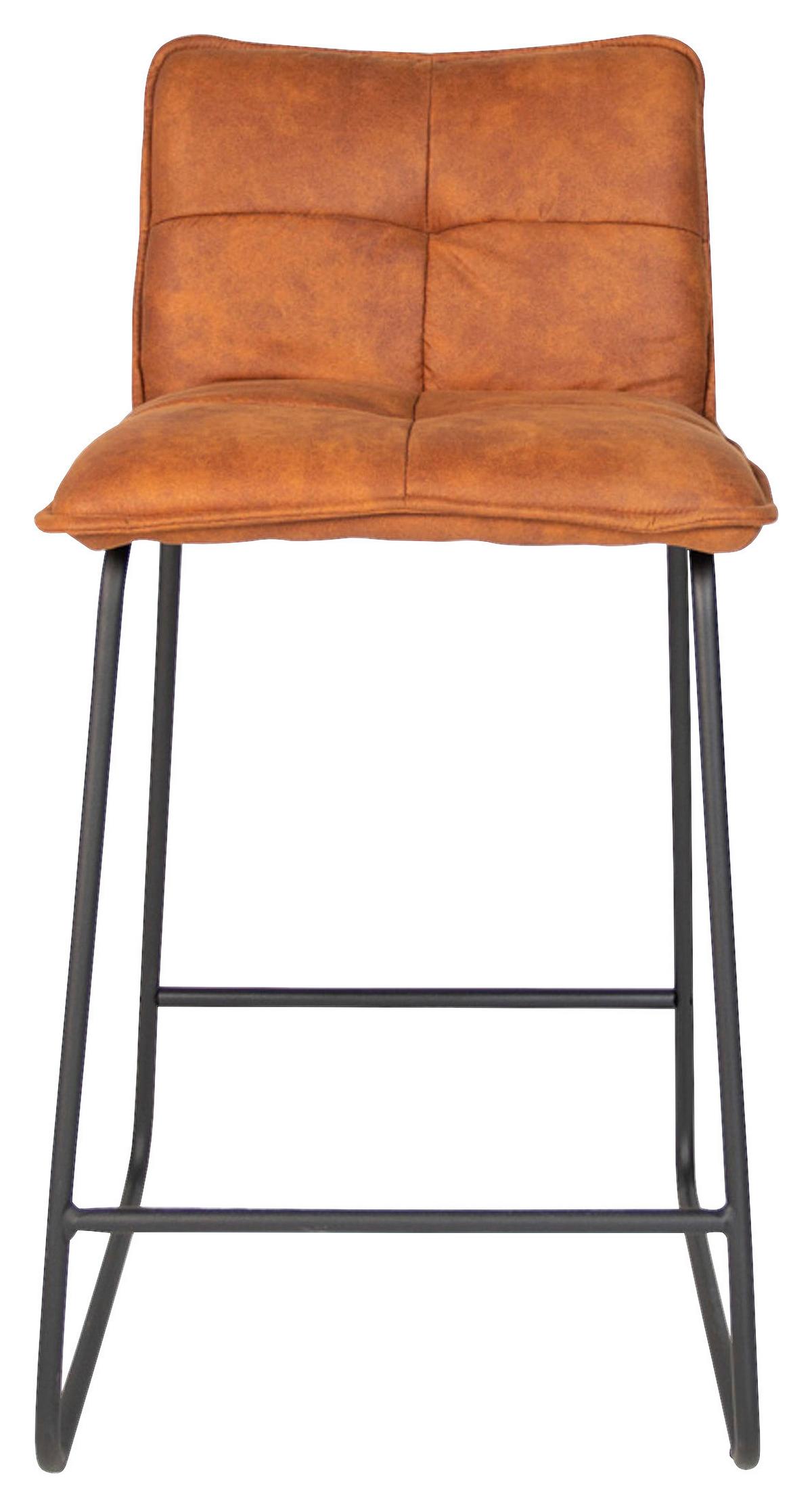Barhocker-Set Jeremy 2er-Set ca. 44x87 cm Cognac - Cognac/Schwarz, KONVENTIONELL, Textil/Metall (44/87/50cm) - MID.YOU