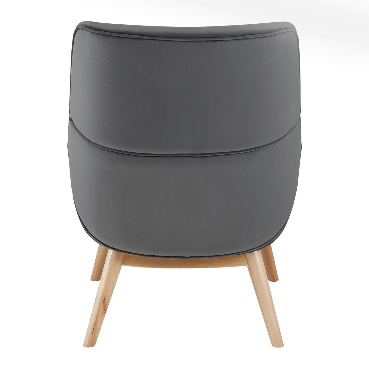 Relaxsessel Felia ca. 71x92,5x79 cm Samt Grau - Buchefarben/Grau, MODERN, Holz/Textil (71/92,5/79cm) - Bessagi Home