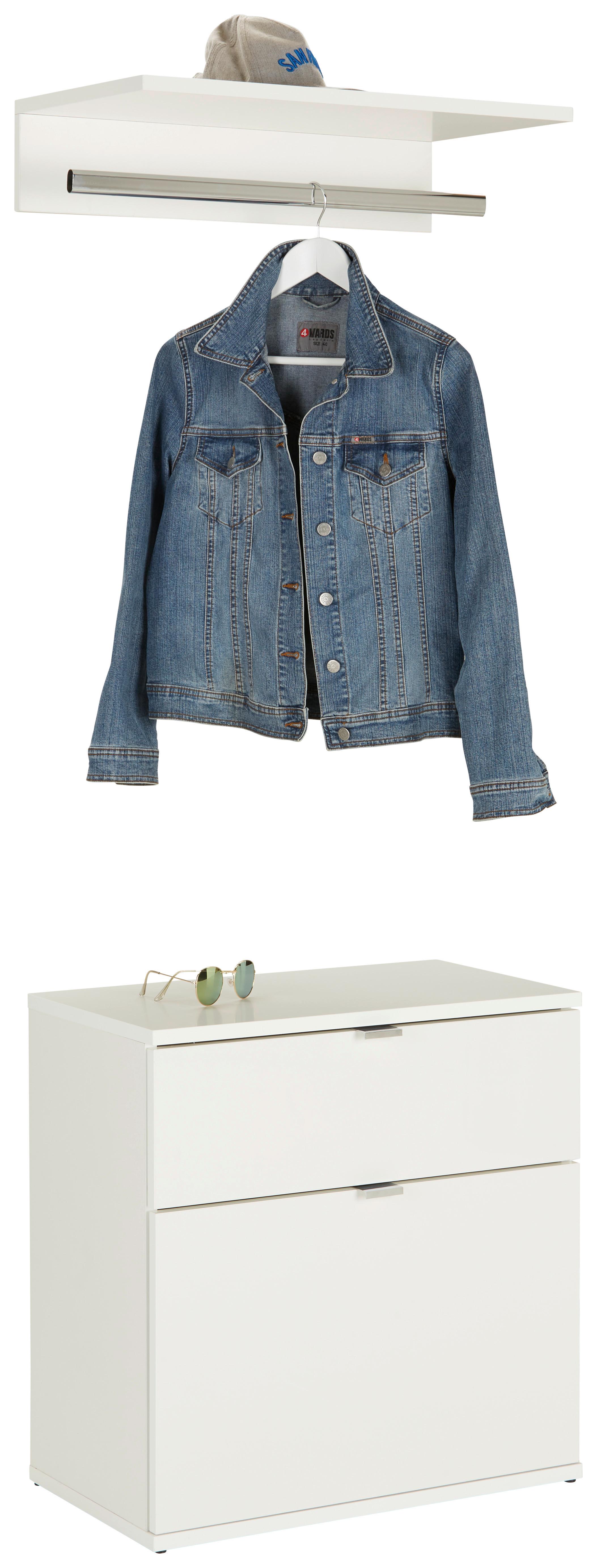 Schuhschrank in Weiß - Weiss Hochglanz/Chromfarben, Modern, Holzwerkstoff/Metall (61/62+3+14/34cm) - Mömax