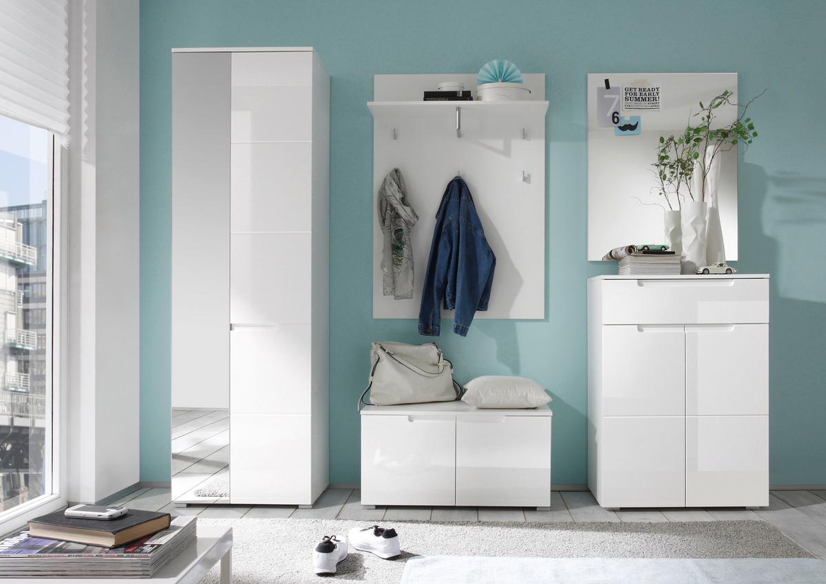 SIEDZISKO DO PRZEDPOKOJU SPICE - kolor srebrny/biały, Basics, materiał drewnopochodny (80/43/40cm) - Xora