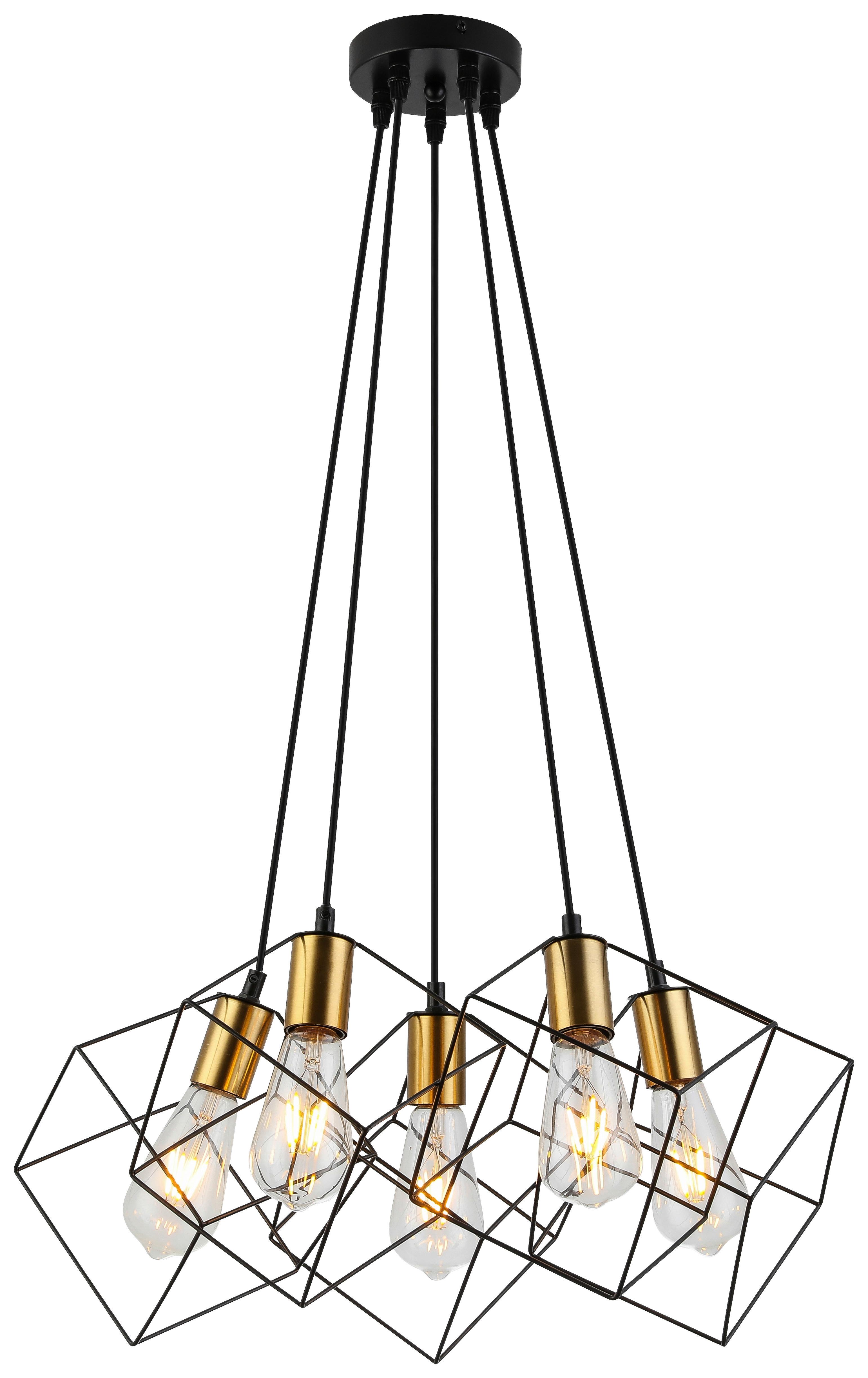Viseča Svetilka Amana - zlate barve/črna, Trendi, kovina (48/120cm) - Premium Living
