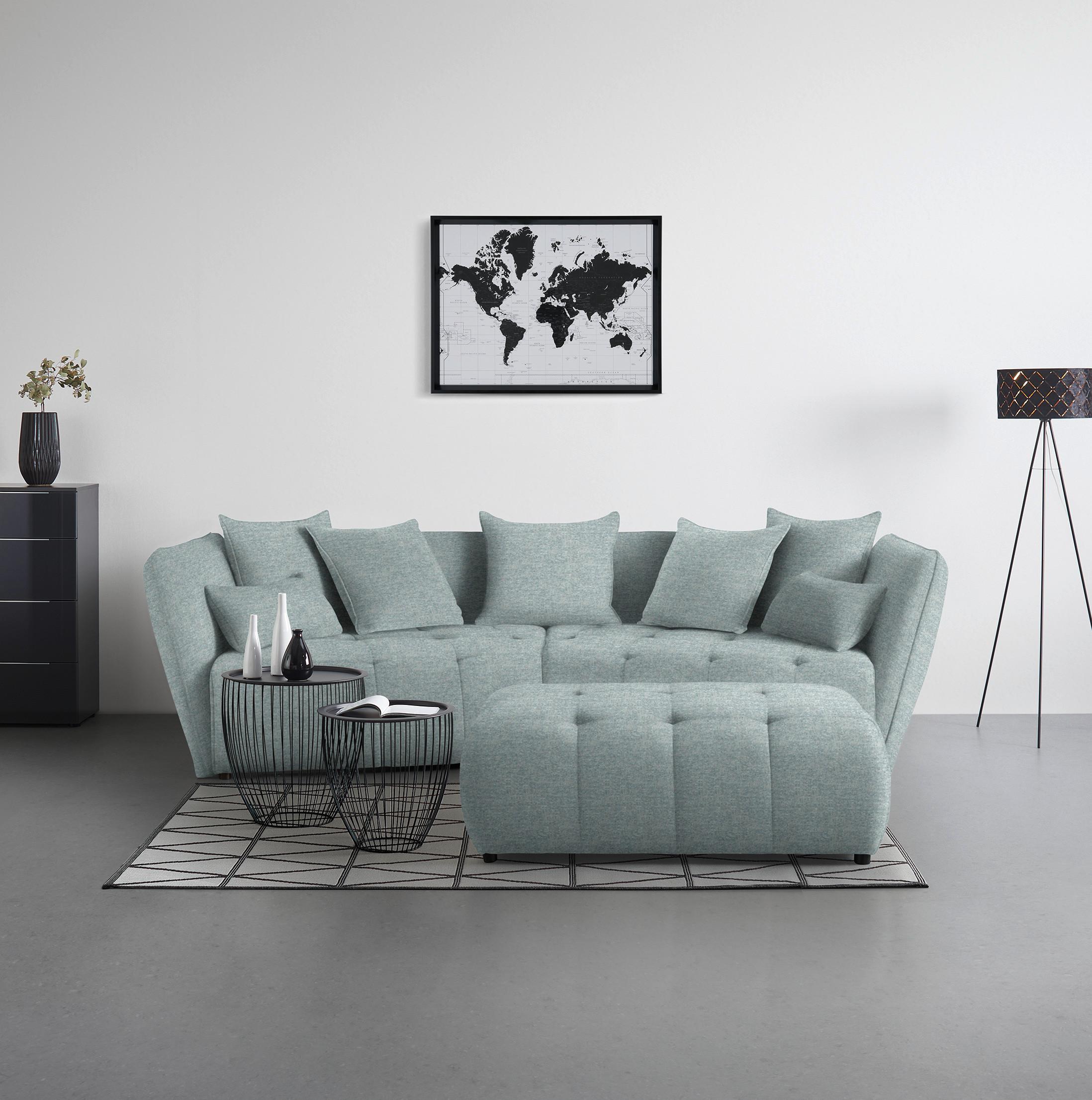 Tabure Sofi - crna/svijetlo plava, Moderno, tekstil (128/48/70cm) - Premium Living