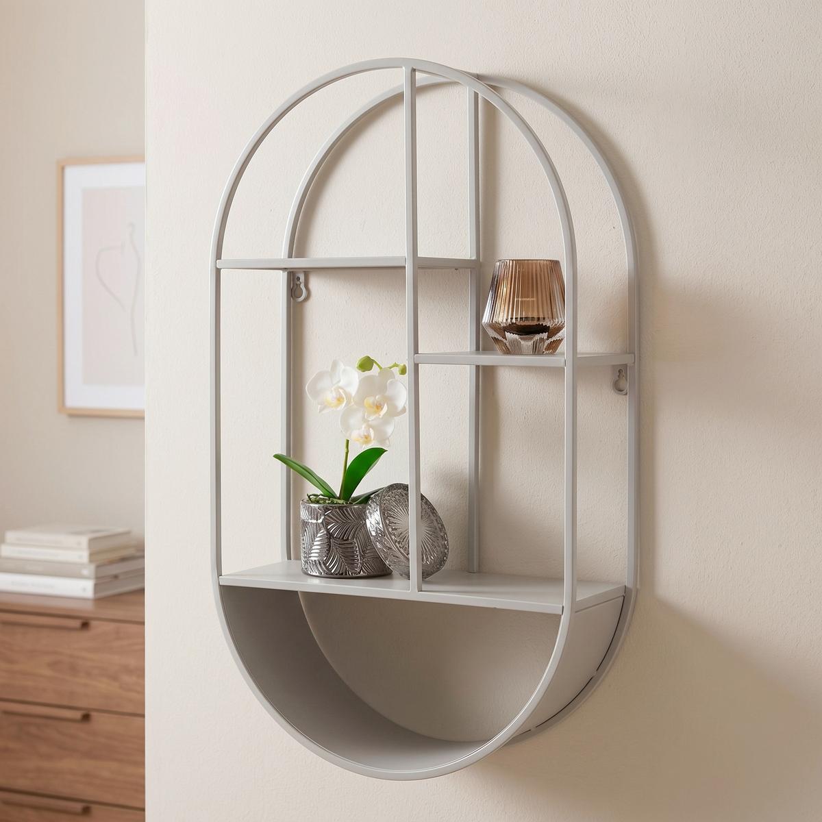 Wandregal Feira Wall Shelf Grau - Grau, Design, Metall (35/60/15cm)