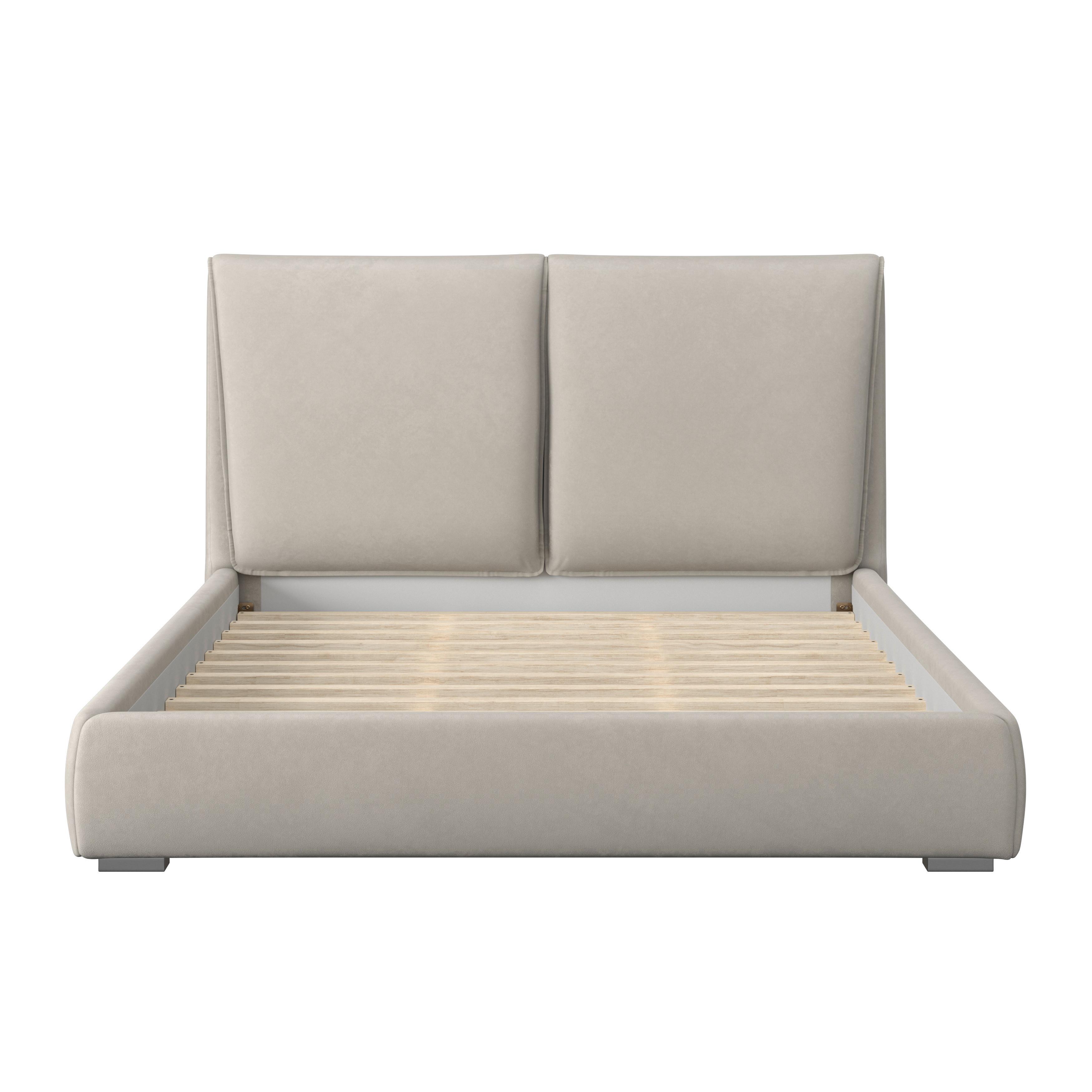 Oblazinjena Postelja Sophie - svetlo rjava/srebrne barve, Moderno, kovina/tekstil (180/200cm) - Bessagi Home