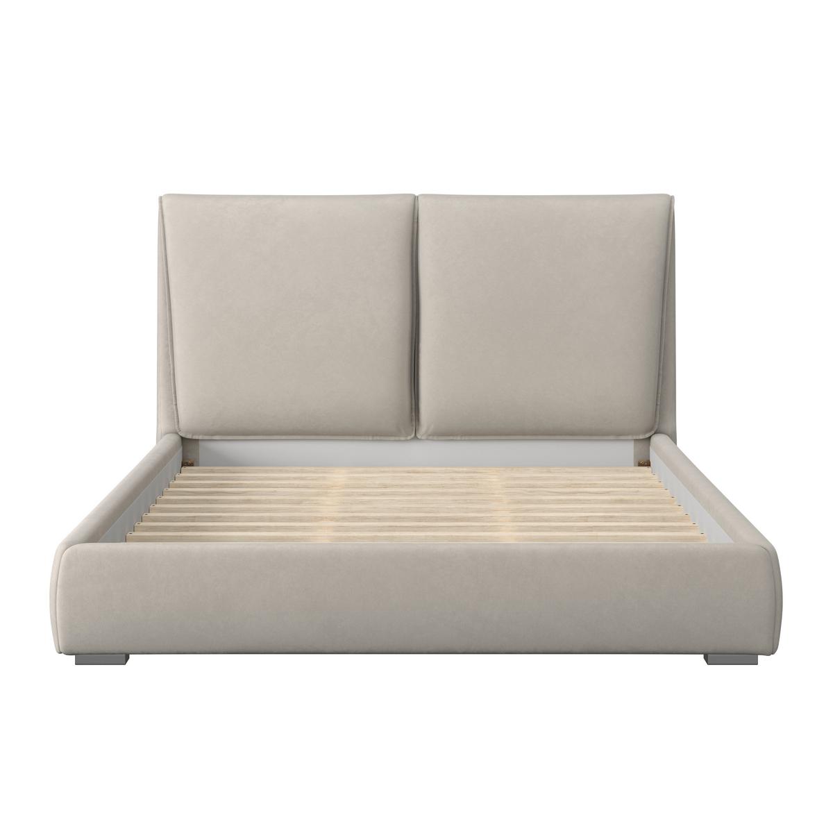 Polsterbett Sophie ca. 180x200 cm Hellgrau - Hellbraun/Silberfarben, Modern, Holz/Textil (180/200cm) - Bessagi Home