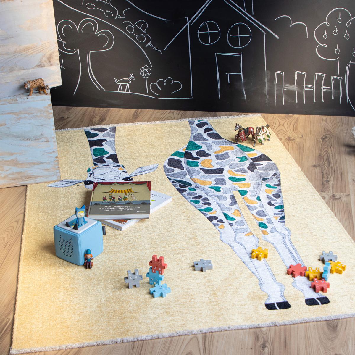 Kinderteppich my Greta Multicolor ca. 115x170cm - Dunkelgrün/Beige, Trend, Textil (115/170cm) - Obsession