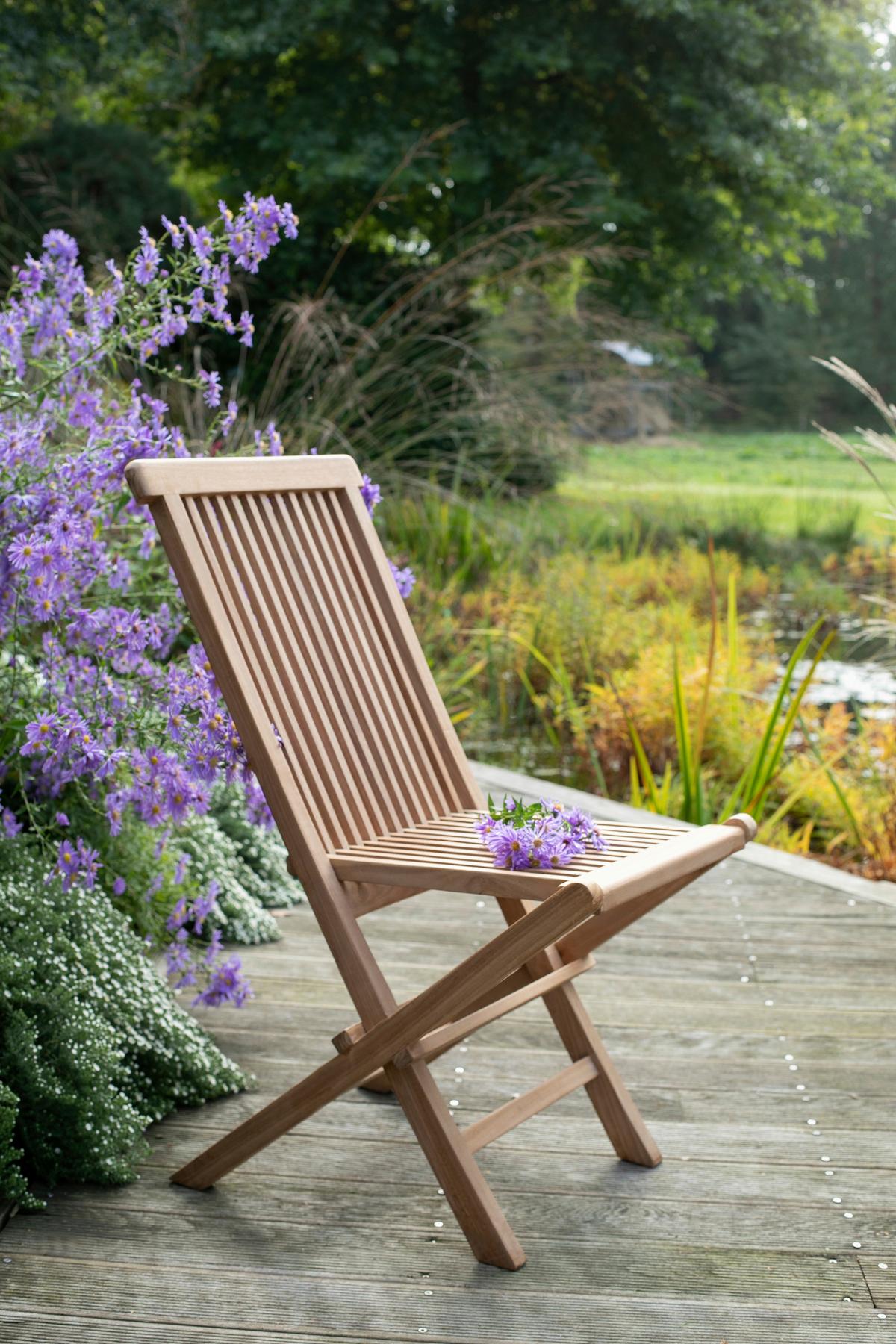 Gartenklappstuhl Woodie Teak - Teakfarben, Basics, Holz (47/89/62cm)