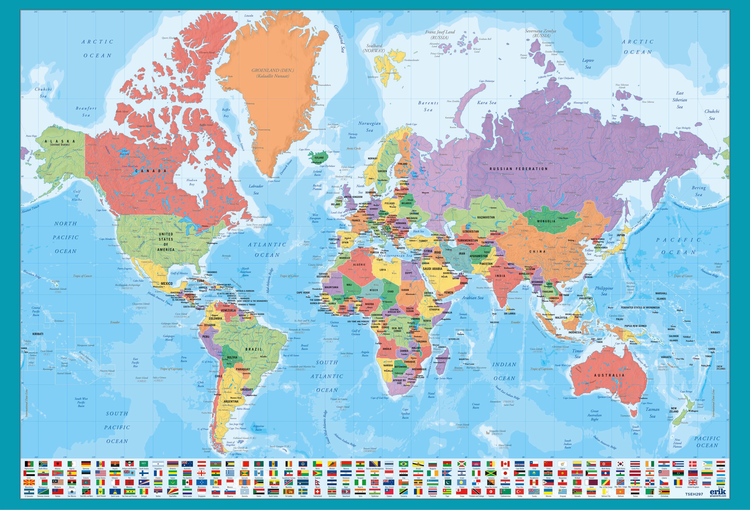 Schreibunterlage Weltkarte ca. 60x40cm - Kunststoff (60/40cm)