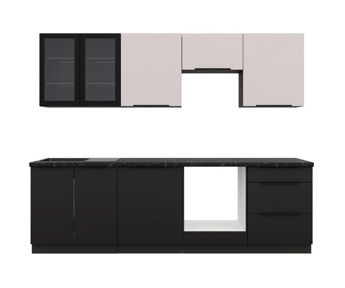 Blok Kuhinja Siena/arona - kašmir/crna, Moderno, staklo/drvni materijal (260/210/60cm) - Modern Living