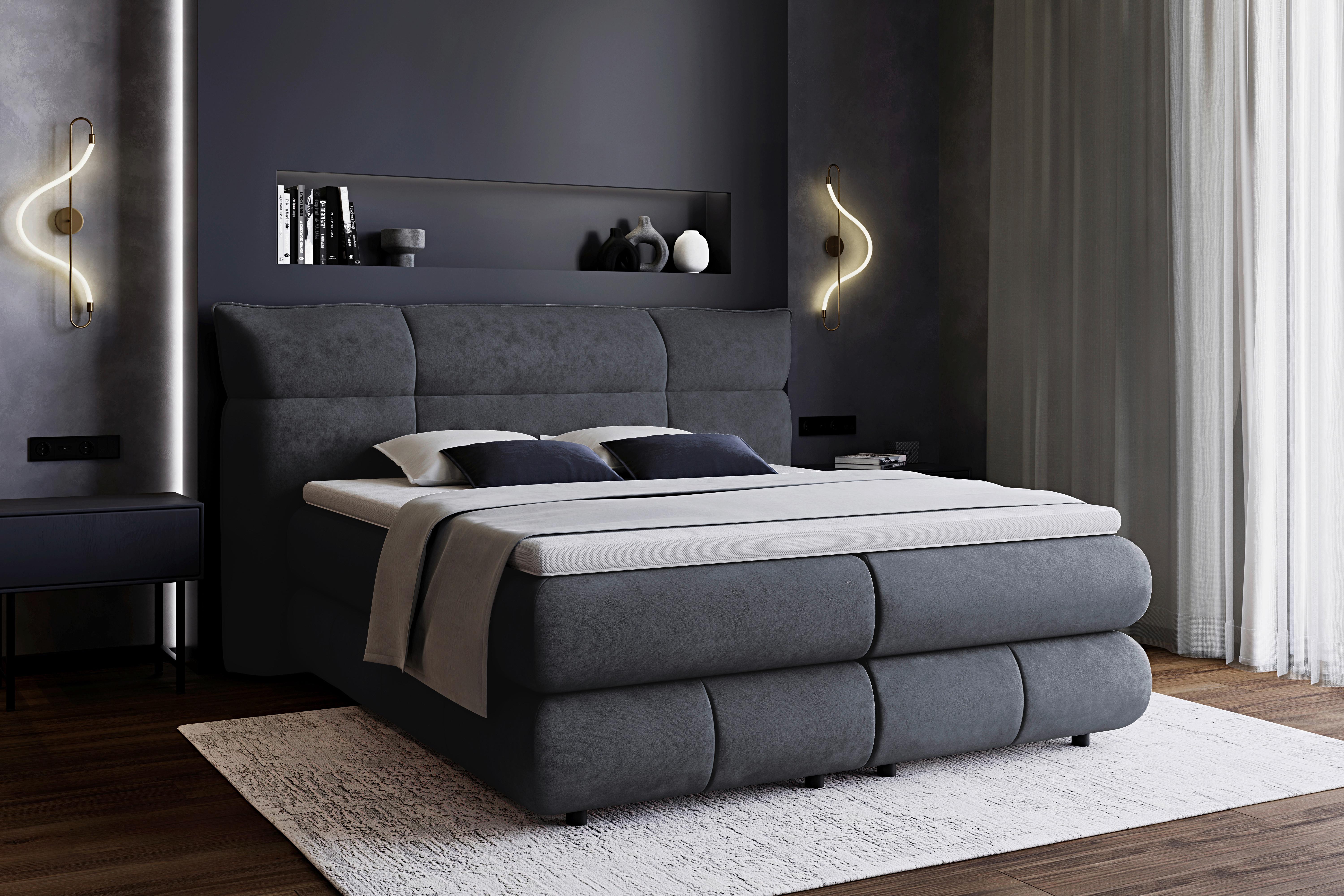Boxspring Krevet Caramelo - crna, Trend, tekstil/plastika (140/200cm) - Premium Living