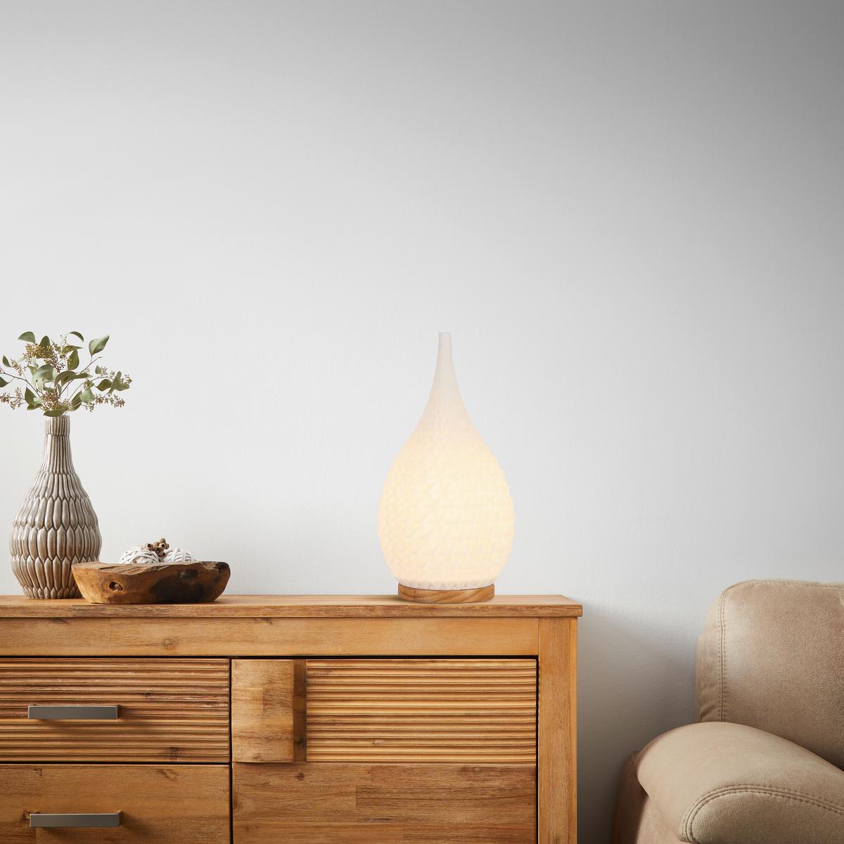 Tischleuchte Jotog in Weiß max. 25 Watt - Eichefarben/Weiß, MODERN, Holz/Kunststoff (16,5/31,5cm) - Mömax