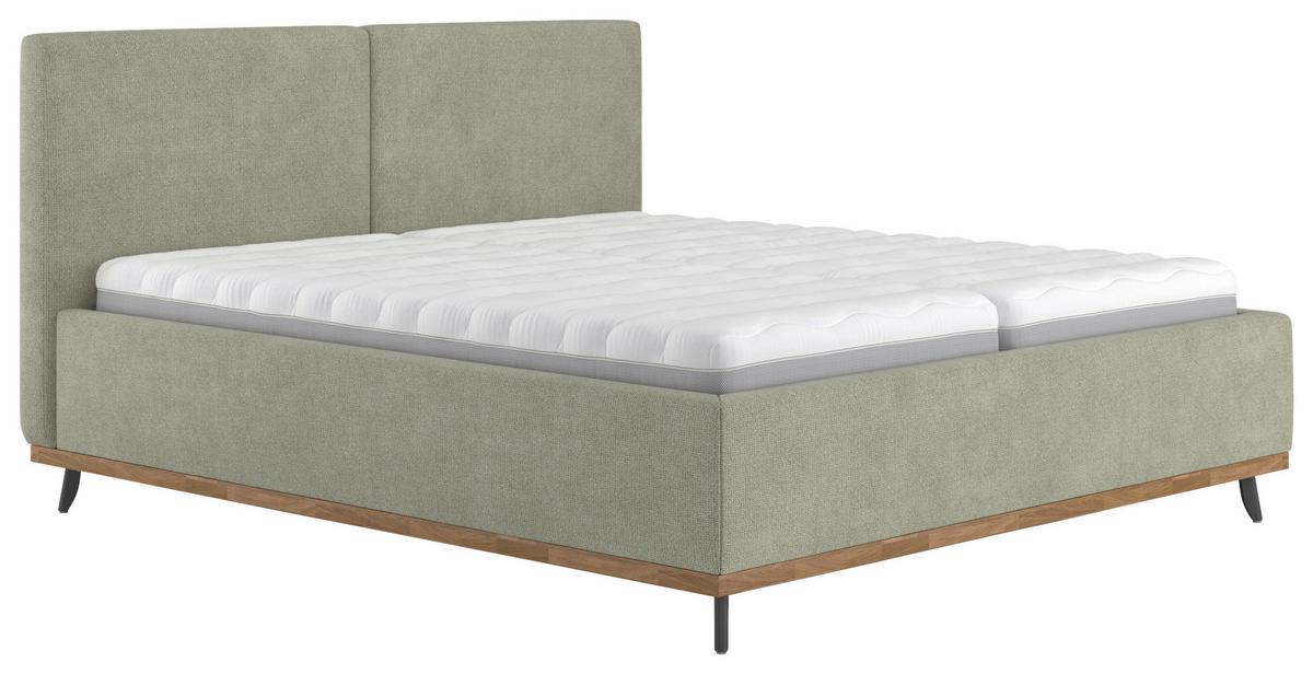 Bett Emily Grün ca. 180x200cm - Schwarz/Grün, KONVENTIONELL, Holzwerkstoff/Textil (180/200cm) - Premium Living