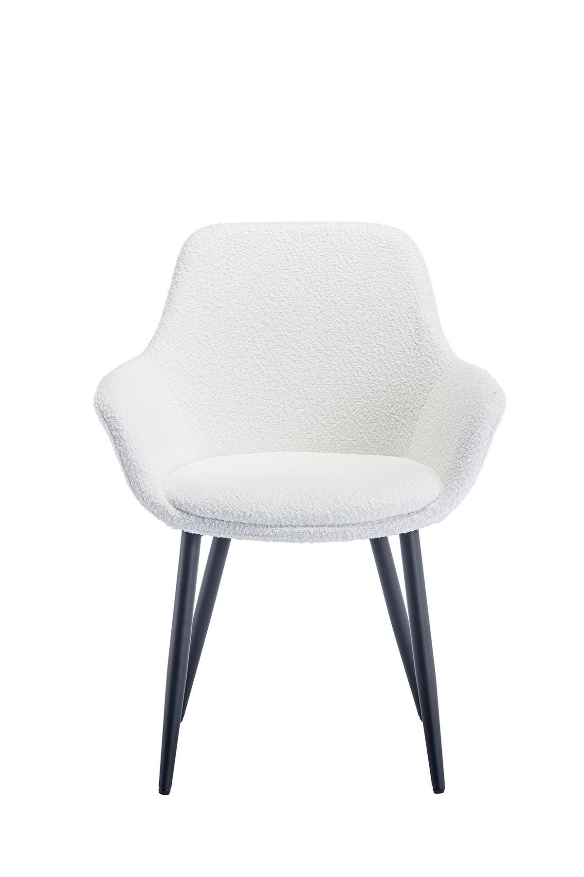 Set Stolov Bouclé, Bela, 2-Delni - črna/bela, Moderno, kovina/tekstil (64/86/59cm) - Livetastic