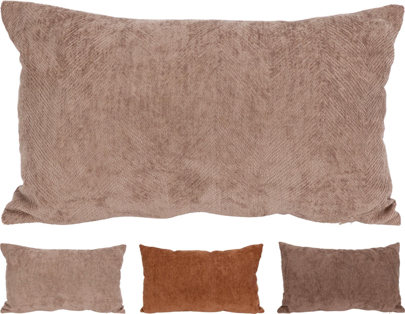 Díszpárna Chenille & Velvet - barna/elefántcsont, műanyag (30/50cm)