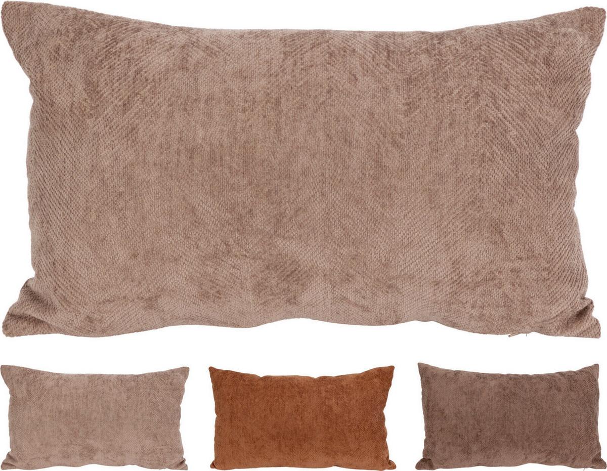 Díszpárna Chenille & Velvet - barna/elefántcsont, műanyag (30/50cm)