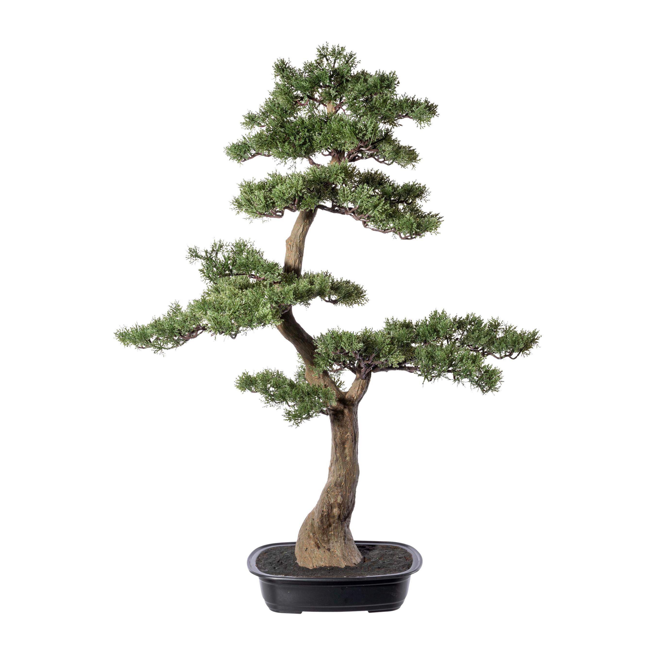 Kunstpflanze Bonsai Grün/Braun/Schwarz - Schwarz/Braun, Design, Kunststoff (100cm)