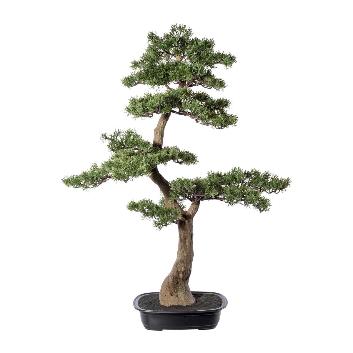 Kunstpflanze Bonsai Grün/Braun/Schwarz - Schwarz/Braun, Design, Kunststoff (100cm)