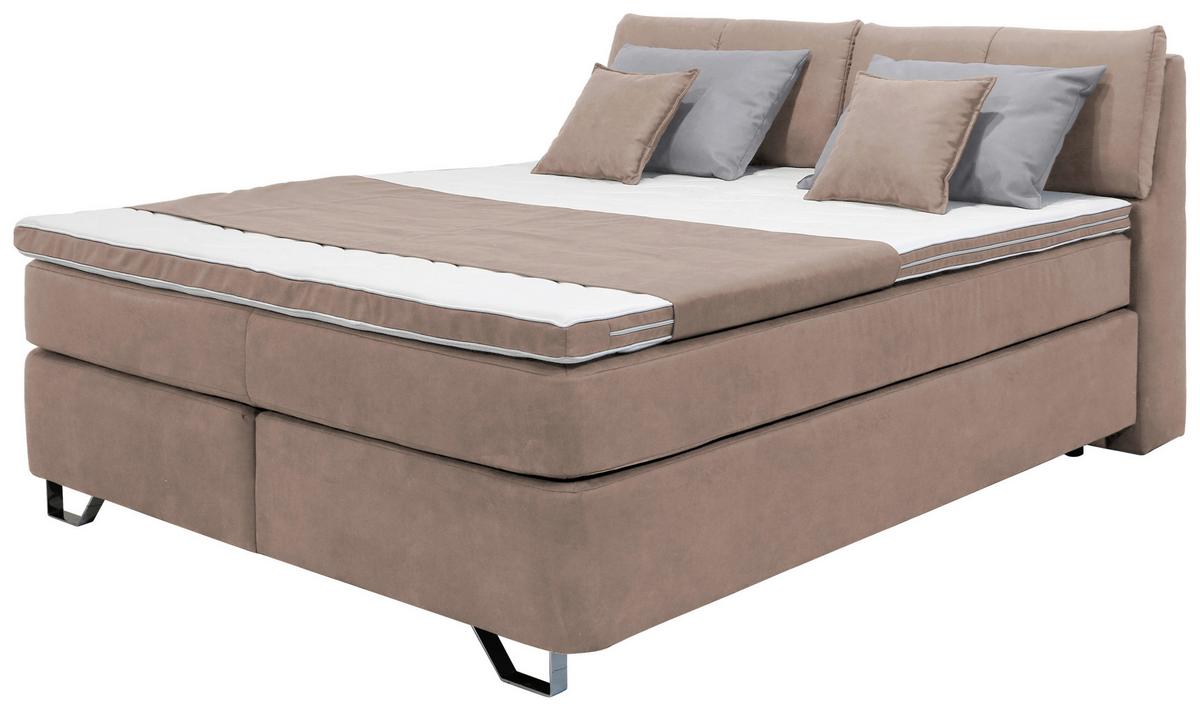 Boxspringbett Tabea Beige ca. 180x200cm - Beige/Alufarben, KONVENTIONELL, Karton/Naturmaterialien (180/200cm) - Mömax