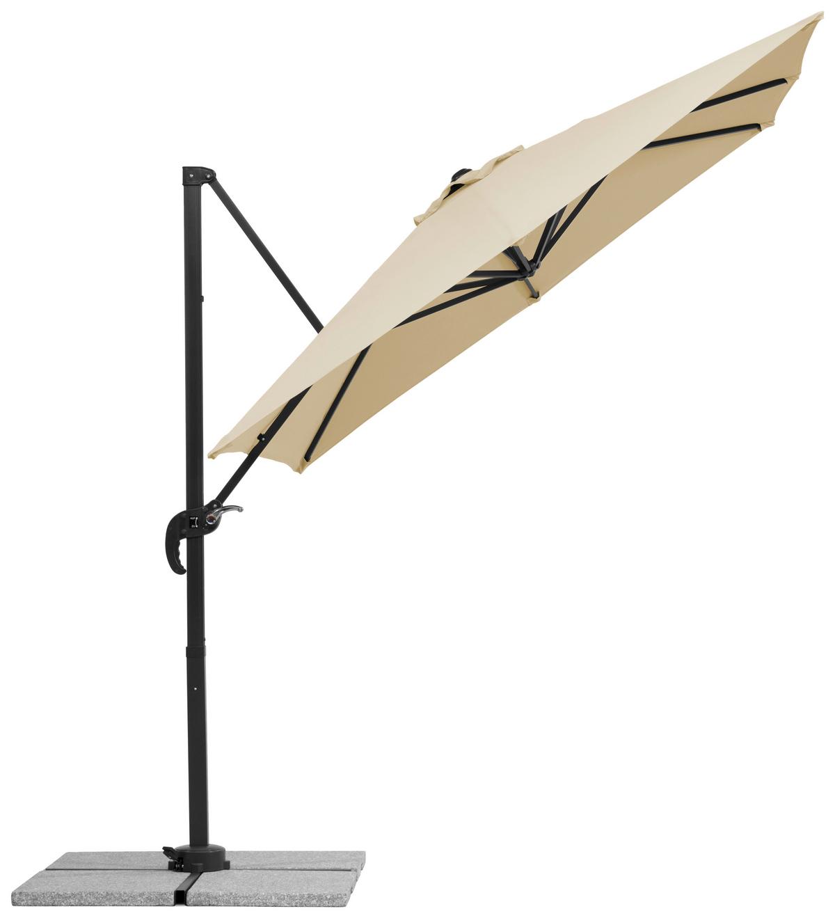 Ampelschirm Rhodos Junior ca.300x239x230cm Naturfarben - Anthrazit/Naturfarben, Basics, Textil/Metall (300/239/230cm) - Schneider