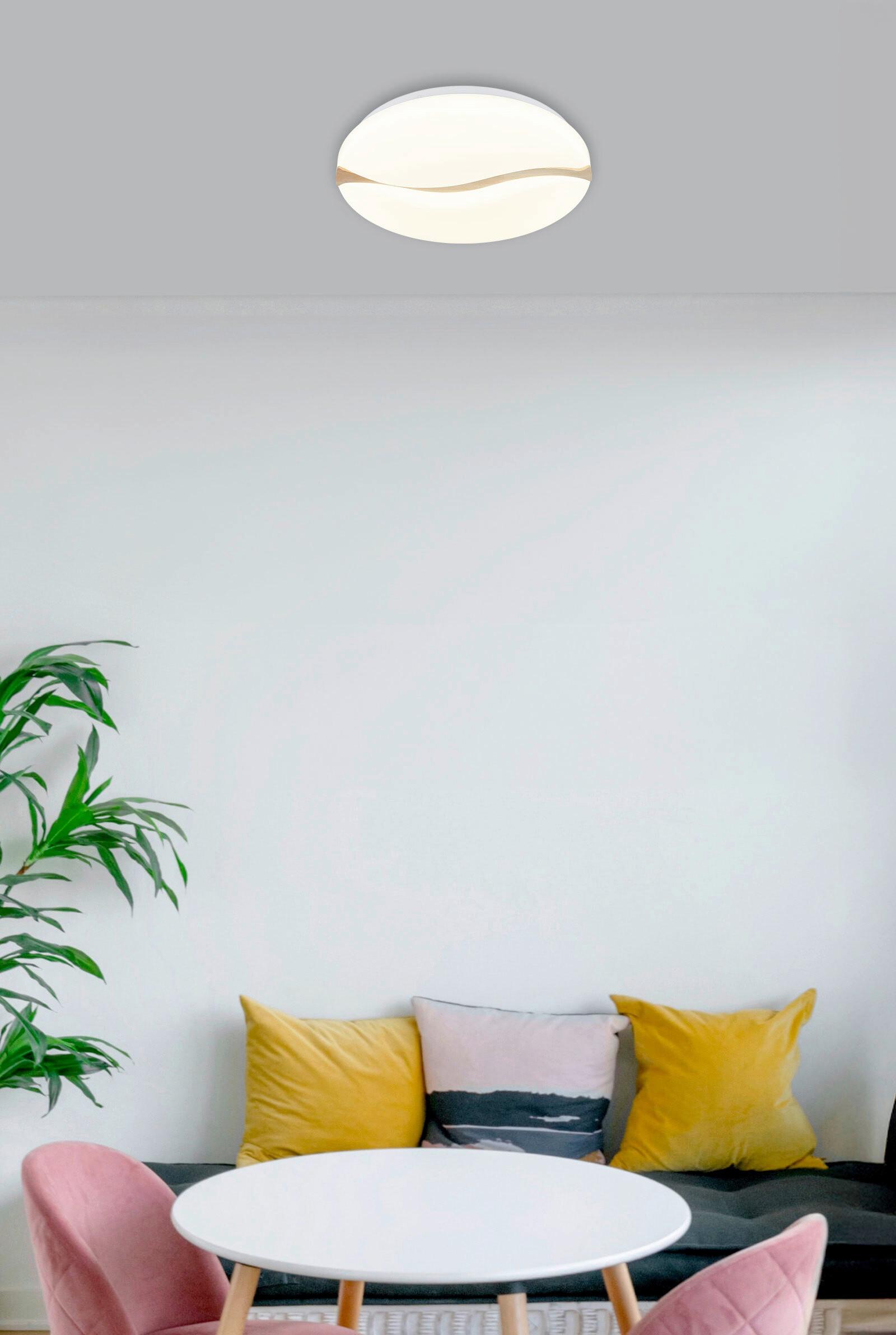 LED-DECKENLEUCHTE 41790-20 LETICIA - Weiss/Braun, Basics, Holz/Kunststoff (39/8cm) - Globo