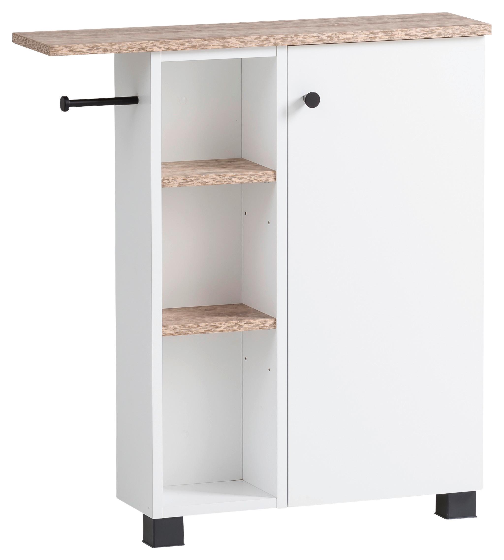 Unterschrank Balto Weiß - Wildeiche/Schwarz, MODERN, Holzwerkstoff/Kunststoff (70,7/77/17cm) - MID.YOU