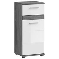 Unterschrank Blake ca. 35x79 cm Rauchsilber/Weiß - Weiß Hochglanz, MODERN, Holzwerkstoff (35/79/31cm) - MID.YOU