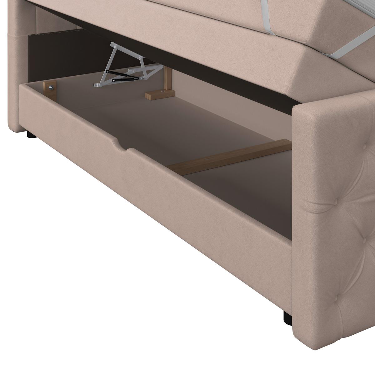 Boxspring Krevet Elio - bež/crna, Romantično / ladanjski, tekstil/plastika (160/200cm) - Modern Living