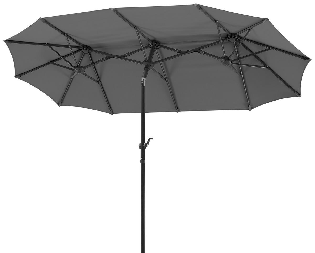 Doppelsonnenschirm Salerno ca.300x220x150cm Anthrazit - Anthrazit, Basics, Textil/Metall (300/220/150cm) - Schneider