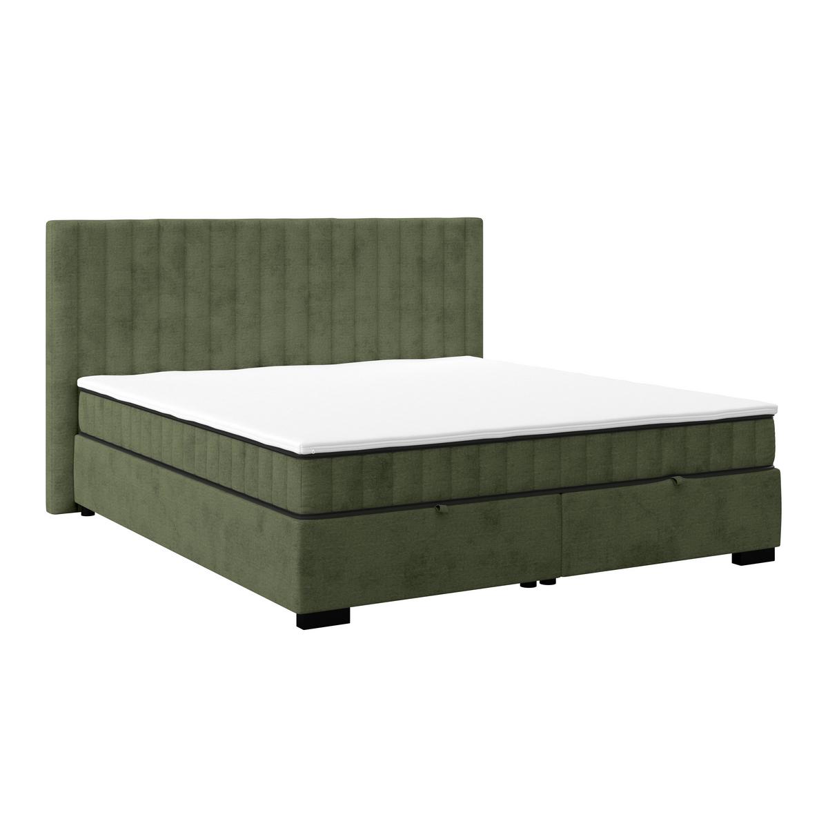 Box Krevet Maya C - maslinasto zelena/crna, Moderno, drvni materijal/drvo (200/220cm) - Based