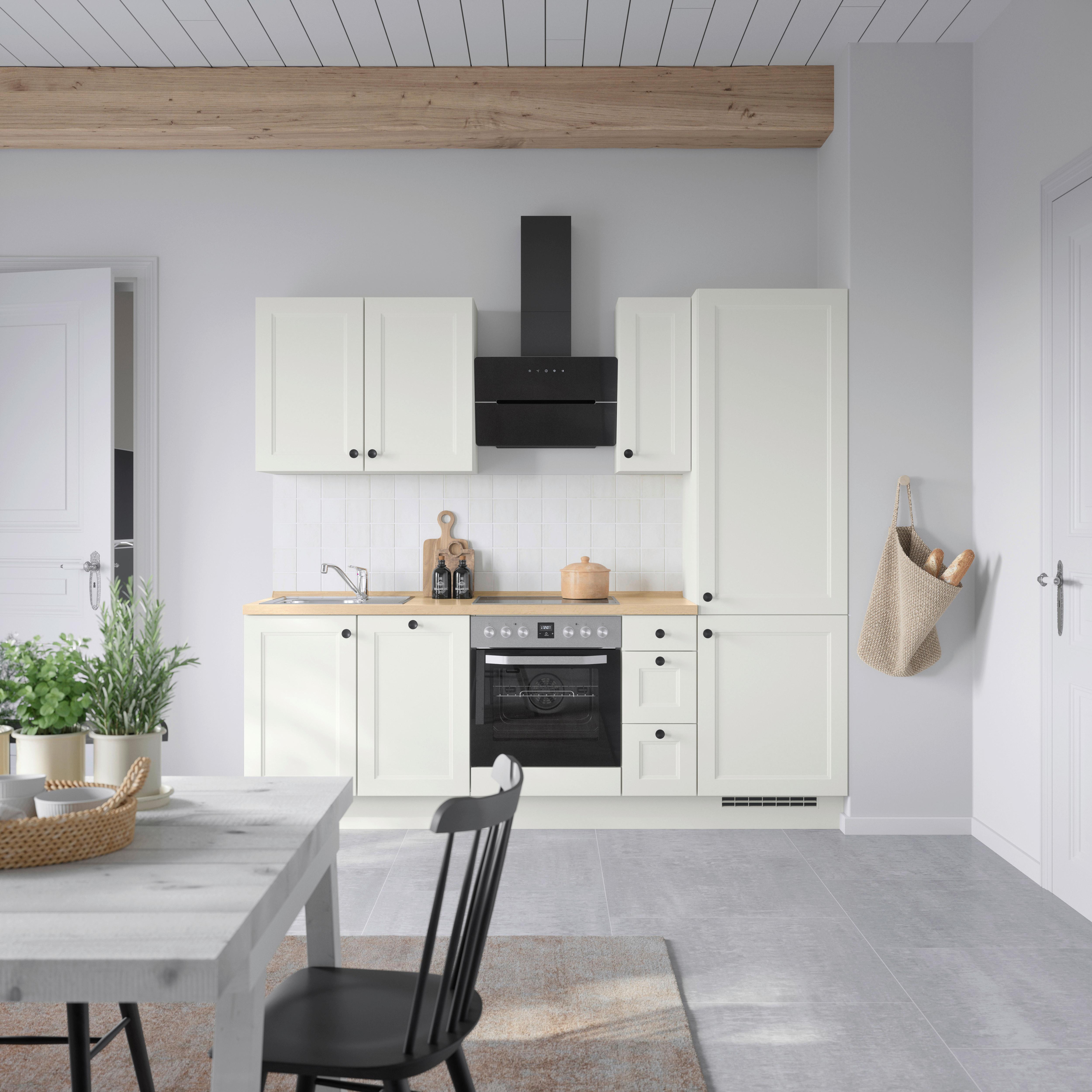 Küchenblock Cascada High m. Geräten Weiß - Eichefarben/Schwarz, MODERN, Holzwerkstoff/Metall (240cm) - Nobilia
